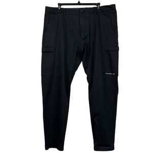 Porsche x Hugo Boss Mens 38x32 Cargo Pants Flat Front Stretch Chinos Black